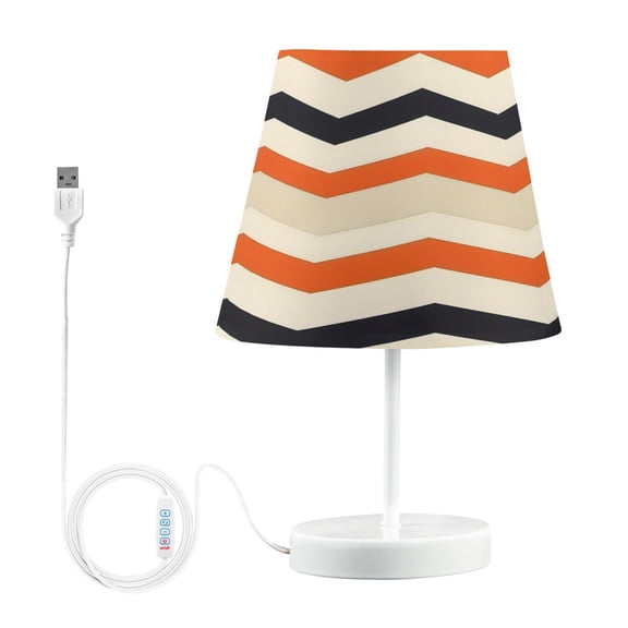 Ryvnso LED Bedside Table Lamp Retro Zigzag Bedroom Desk Lamps Nightstand Lampshade M