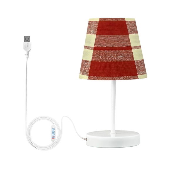 Ryvnso LED Bedside Table Lamp Rustic Checkered Bedroom Desk Lamps Nightstand Lampshade S