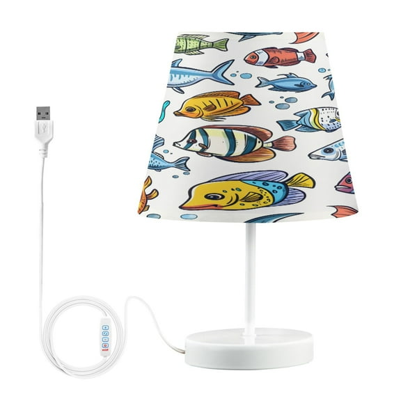 Ryvnso LED Bedside Table Lamp Sea Fishes in Ocean Bedroom Desk Lamps Nightstand Lampshade M