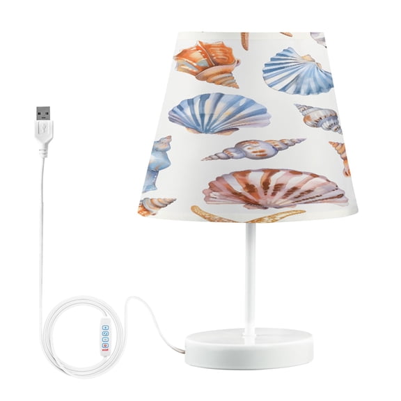 Ryvnso LED Bedside Table Lamp Sea Shell Coach Bedroom Desk Lamps Nightstand Lampshade M