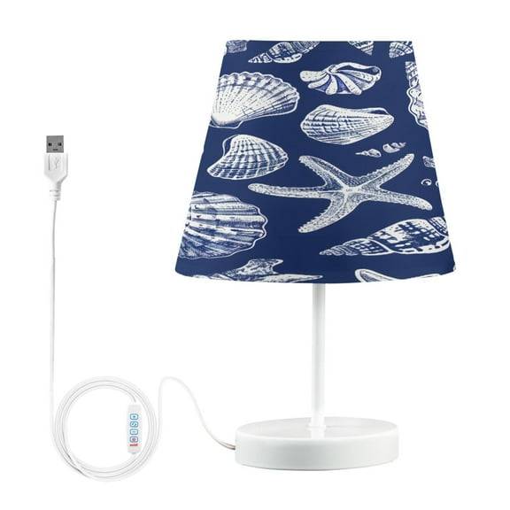 Ryvnso LED Bedside Table Lamp Sea Shells Starfish Bedroom Desk Lamps Nightstand Lampshade M