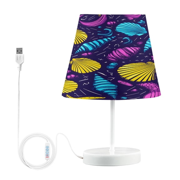 Ryvnso LED Bedside Table Lamp Seashell Fantasy Pattern Bedroom Desk Lamps Nightstand Lampshade M