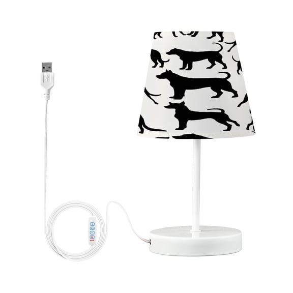 Ryvnso LED Bedside Table Lamp Silhouette Dogs Bedroom Desk Lamps Nightstand Lampshade S