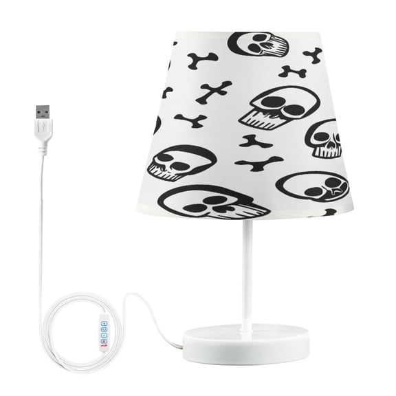 Ryvnso LED Bedside Table Lamp Skulls Bones Bedroom Desk Lamps Nightstand Lampshade M