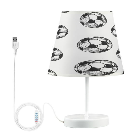 Ryvnso LED Bedside Table Lamp Soccer Balls Football Pattern Bedroom Desk Lamps Nightstand Lampshade M