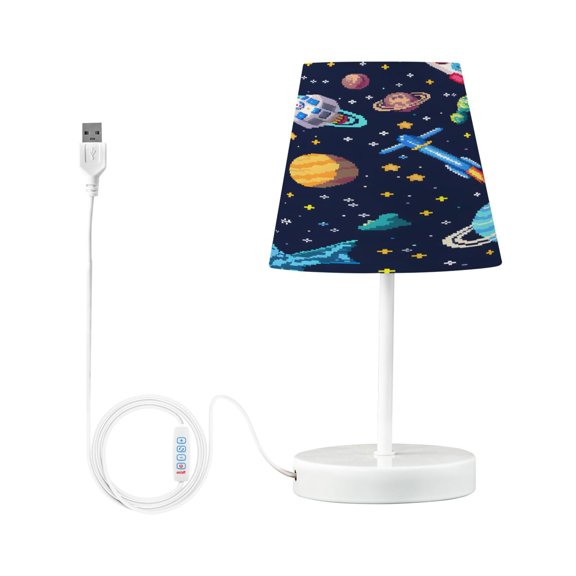 Ryvnso LED Bedside Table Lamp Space Stars Planet Bedroom Desk Lamps Nightstand Lampshade S