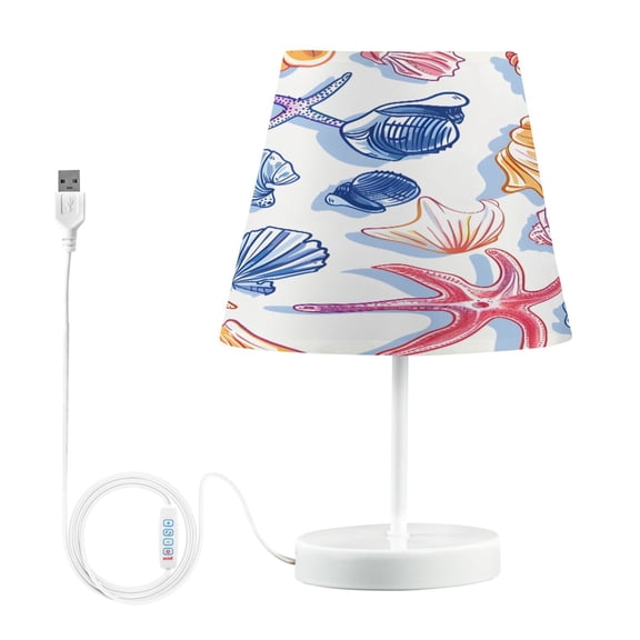 Ryvnso LED Bedside Table Lamp Starfish Shells Conch Bedroom Desk Lamps Nightstand Lampshade M