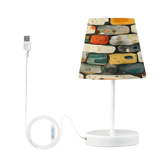 Ryvnso LED Bedside Table Lamp Stone Pattern Bedroom Desk Lamps Nightstand Lampshade S