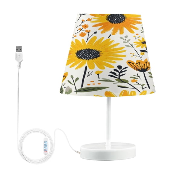 Ryvnso LED Bedside Table Lamp Sunflower Pattern Bedroom Desk Lamps Nightstand Lampshade M