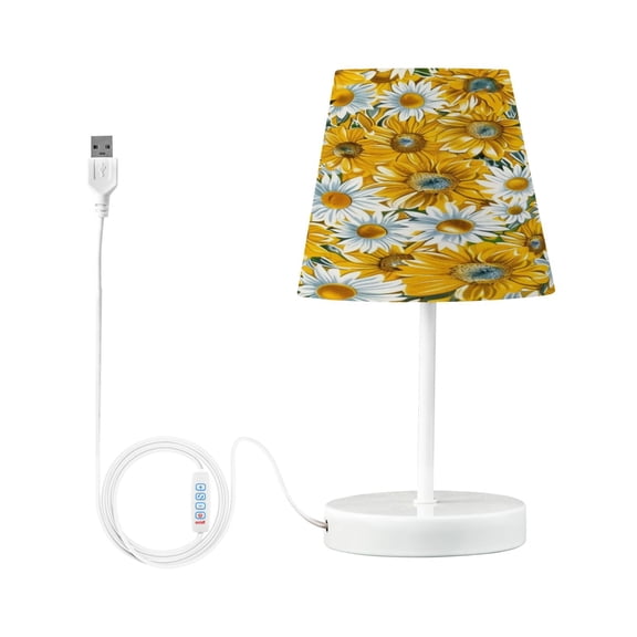Ryvnso LED Bedside Table Lamp Sunflowers Yellow Bedroom Desk Lamps Nightstand Lampshade S