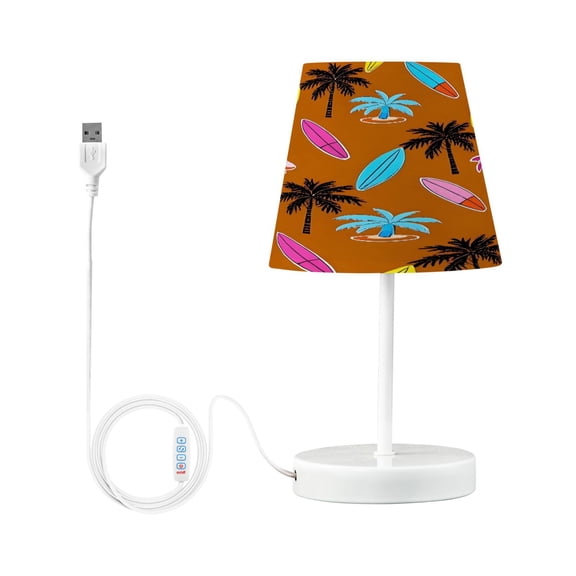 Ryvnso LED Bedside Table Lamp Surfboard Coconut Tree Bedroom Desk Lamps Nightstand Lampshade S