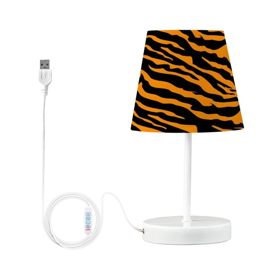 Ryvnso LED Bedside Table Lamp Tiger Print Background Bedroom Desk Lamps Nightstand Lampshade S