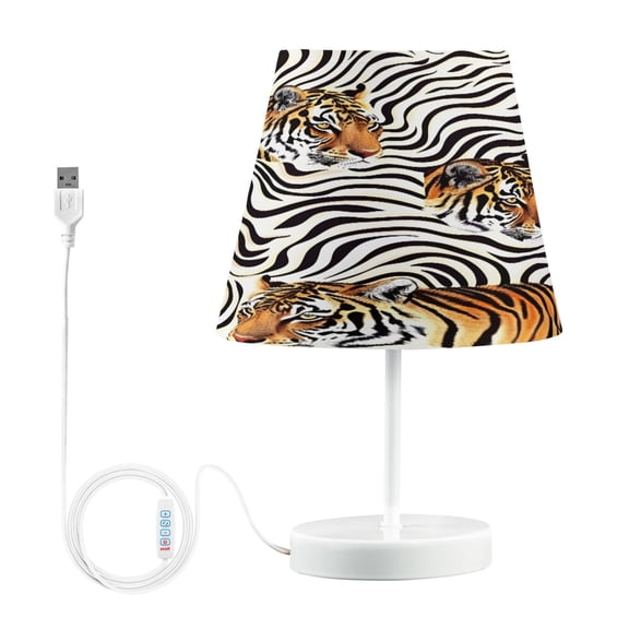 Ryvnso LED Bedside Table Lamp Tigers in Stripes Bedroom Desk Lamps Nightstand Lampshade M