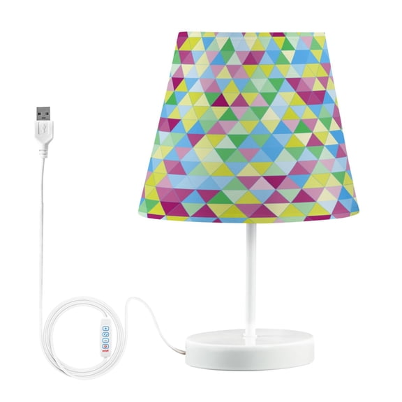 Ryvnso LED Bedside Table Lamp Triangle Geometric Bedroom Desk Lamps Nightstand Lampshade M