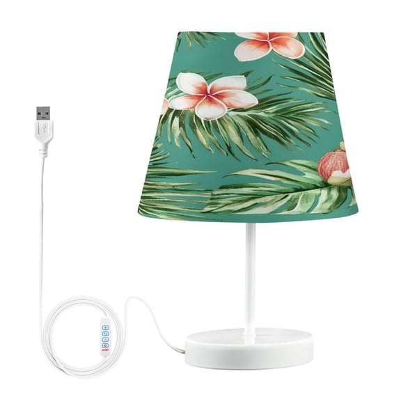 Ryvnso LED Bedside Table Lamp Tropical Coconut Leaves Bedroom Desk Lamps Nightstand Lampshade M