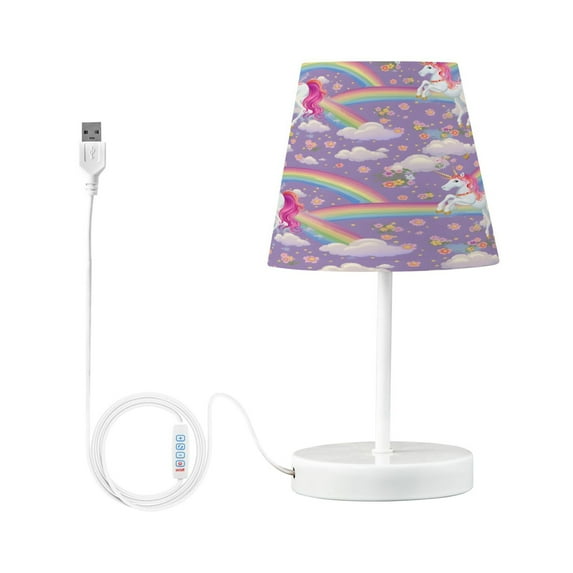Ryvnso LED Bedside Table Lamp Unicorns and Rainbows Bedroom Desk Lamps Nightstand Lampshade S