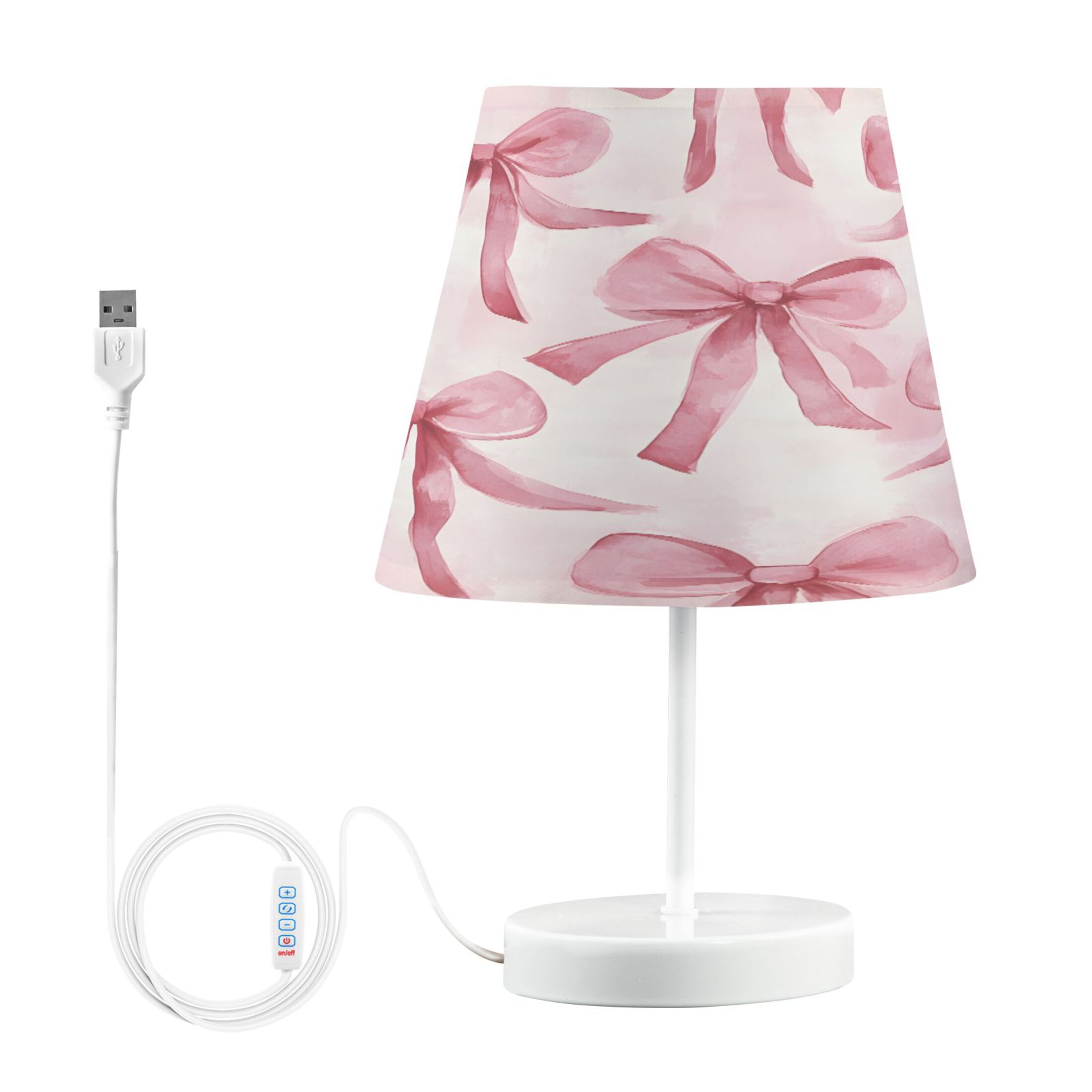 Ryvnso LED Bedside Table Lamp Watercolor Bow Bedroom Desk Lamps Nightstand Lampshade M