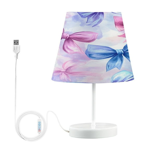 Ryvnso LED Bedside Table Lamp Watercolor Bows Bedroom Desk Lamps Nightstand Lampshade M