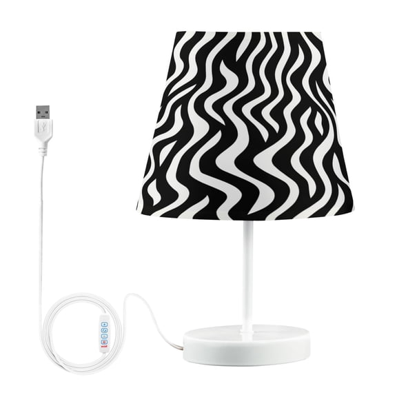 Ryvnso LED Bedside Table Lamp Wavy Black Bedroom Desk Lamps Nightstand Lampshade M