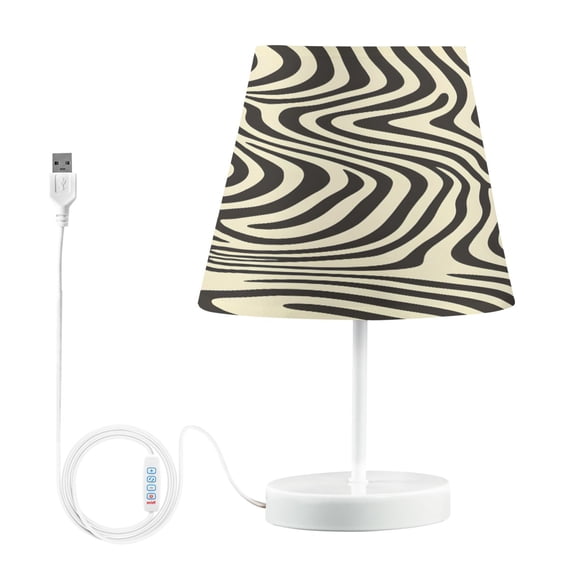 Ryvnso LED Bedside Table Lamp Wavy Stripes Bedroom Desk Lamps Nightstand Lampshade M