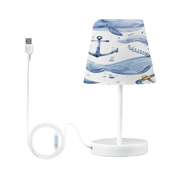 Ryvnso LED Bedside Table Lamp Whale and Anchors Bedroom Desk Lamps Nightstand Lampshade S
