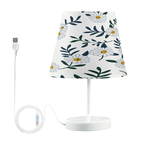 Ryvnso LED Bedside Table Lamp Wild Daisy Flower Bedroom Desk Lamps Nightstand Lampshade M