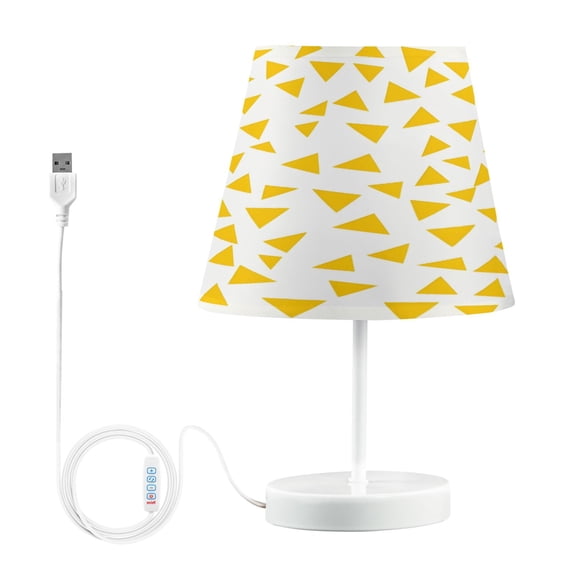 Ryvnso LED Bedside Table Lamp Yellow Triangle Bedroom Desk Lamps Nightstand Lampshade M