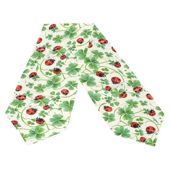 Ryvnso Ladybugs Clover Flower Table Runner Tablecloth Home Decoration 13 x 70 inches