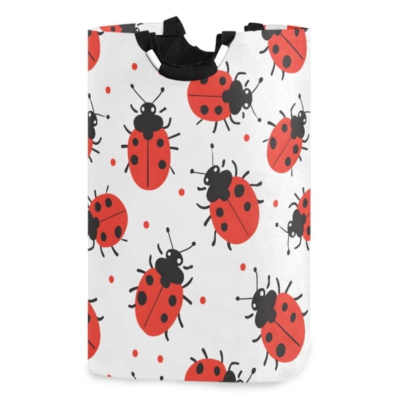 Ryvnso Ladybugs Polka Dots Pattern Large Storage Basket with Handles Collapsible Organizer Bin Laundry Hamper