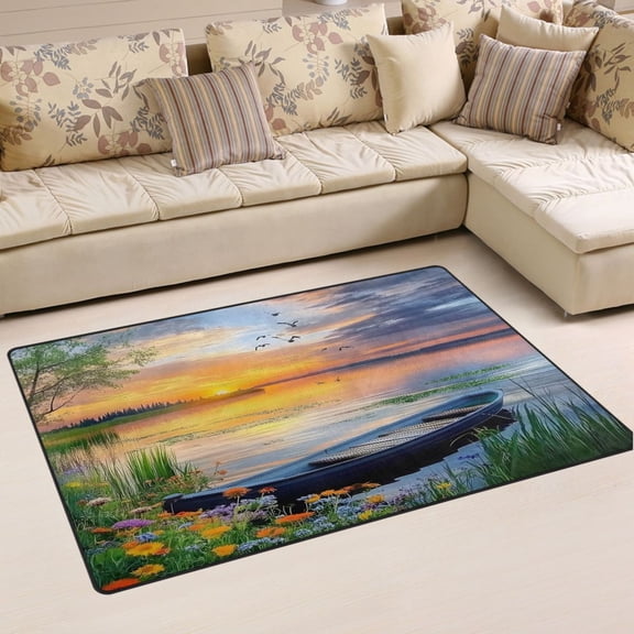 Ryvnso Lake Scene Area Floor Mat Non-Slip Carpet Soft Rugs Doormats 60" x 39"