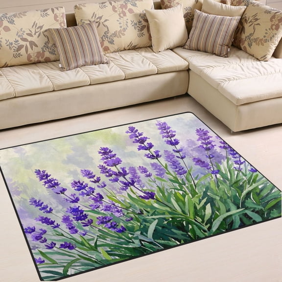 Ryvnso Lavender Area Rug Floor Mats Non-Slip Home Carpet 80 x 58 inch