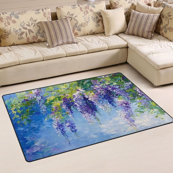 Ryvnso Lavender Oil Paint Area Floor Mat Non-Slip Carpet Soft Rugs Doormats 60" x 39"