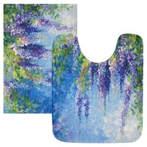 Ryvnso Lavender Oil Paint Bathroom Shaggy Rugs Toilet Mat Soft Contour Rug