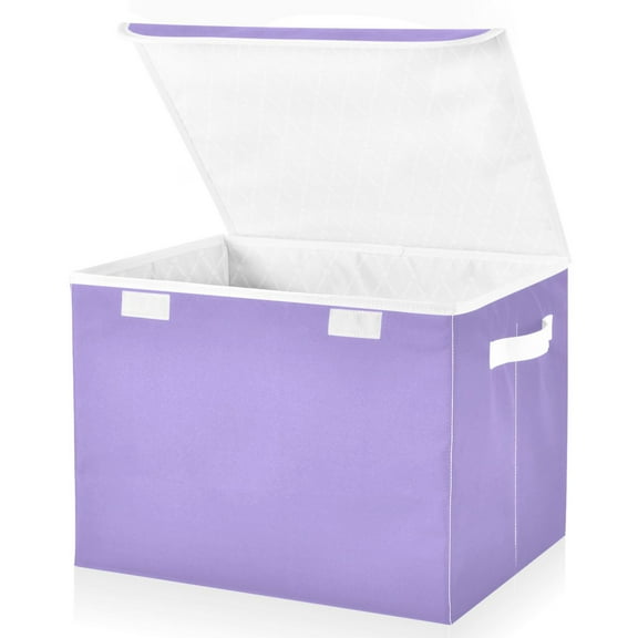 Ryvnso Lavender Purple Large Lidded Foldable Storage Baskets Cubes Boxes Lids Bin for Home