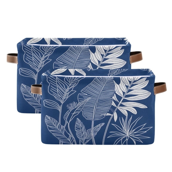 Ryvnso Leaf Plants Storage Basket Large Bin Foldable Boxes Toys Organizer 14.2x10.2x8.3in 2 PCs