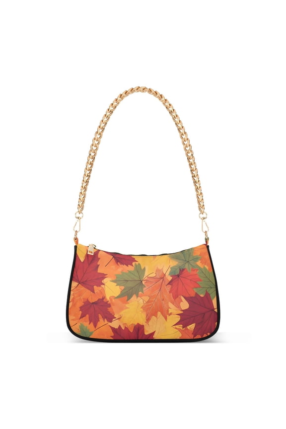 Leaves Fall Womens Chain Shoulder Bag Tote Handbags Clutch Hobo Purse with Zipper for Travel