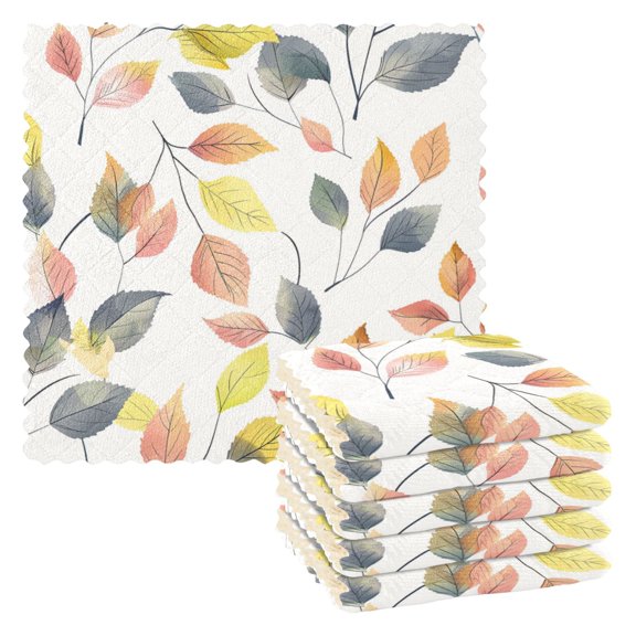 Ryvnso Leaves Kitchen Towels Dish Clothes for Drying Dishes Cleaning Absorbent Set of 6