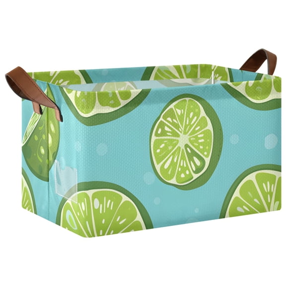 Ryvnso Lemon Pattern Storage Bins Large Basket Foldable Cube Toys Organizer with Handles 1 PC