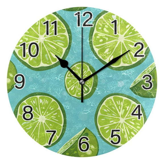 Ryvnso Lemon Pattern Wall Clock Non Ticking Silent Kitchen Clock Battery Operated Clocks 10 inch