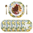 thumbnail image 1 of Ryvnso Lemon and Checkered Grid Pattern Round Plate Mats Dining Table Placemat Set of 6 for Holiday Decoration, 1 of 7