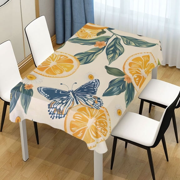 Ryvnso Lemons Butterflies Rectangle Table Cloth Tablecover Dinning Tablecloth 54"x72"