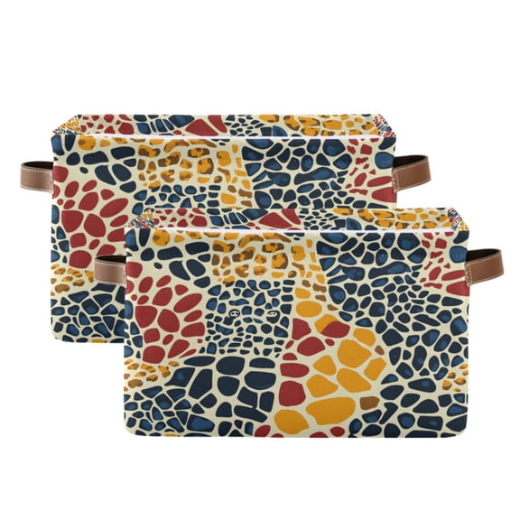 Ryvnso Leopard Animals Skin Storage Basket Large Bin Foldable Boxes Toys Organizer 14.2x10.2x8.3in 2 PCs
