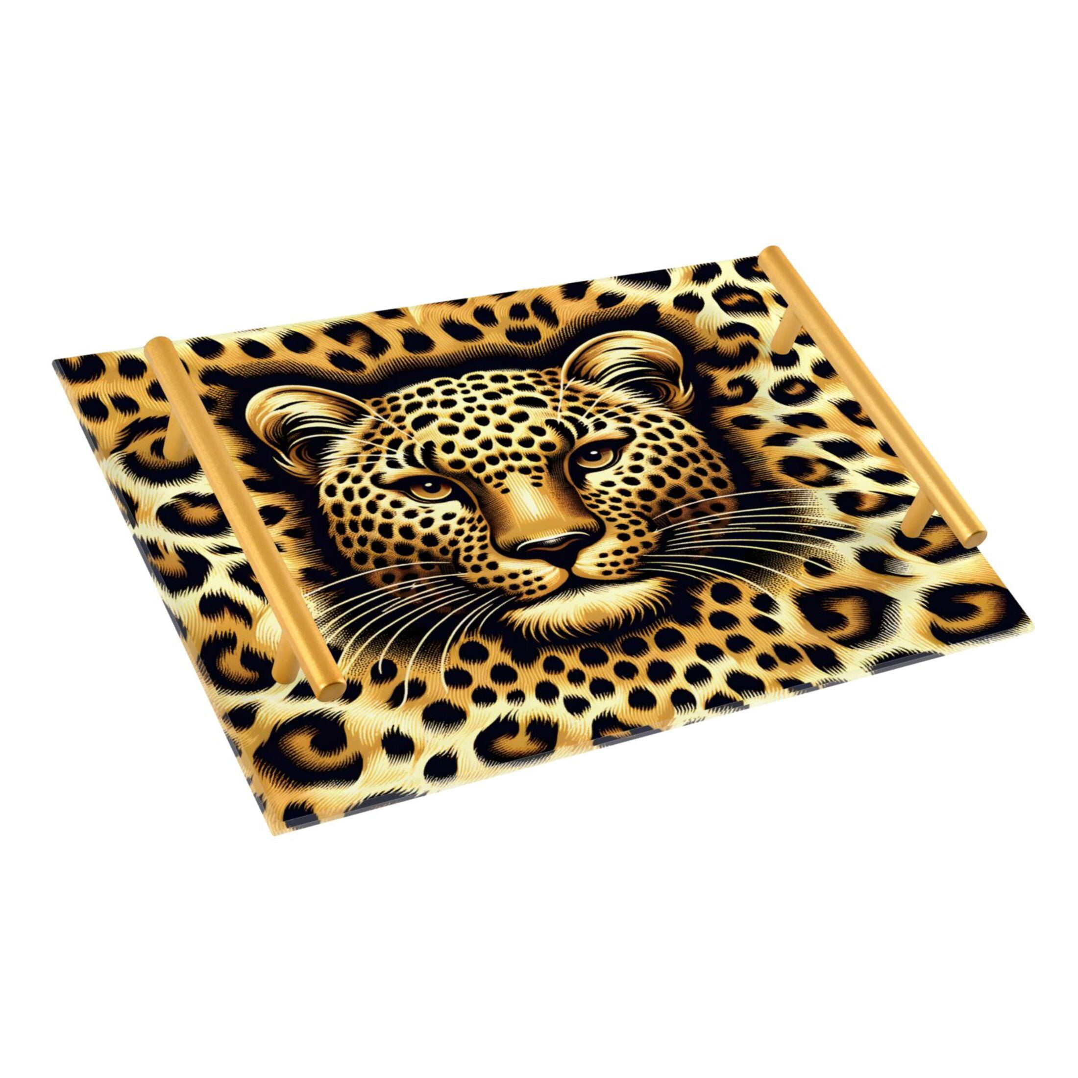 Ryvnso Leopard Head Brown Bathroom Tray Vanity Countertop Trays Acrylic ...