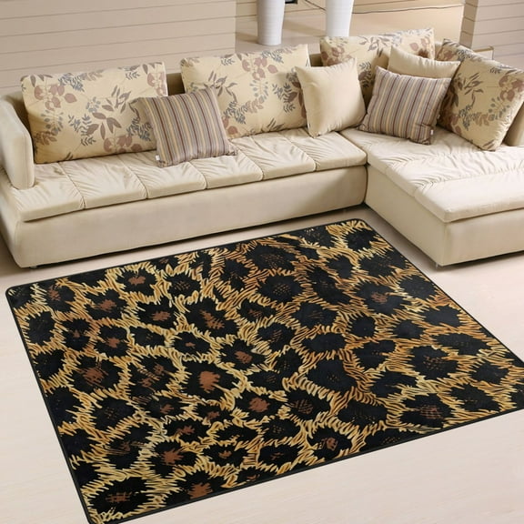 Ryvnso Leopard Pattern Area Floor Rugs Soft Non-Slip Large Mats Nursery Carpets 80" x 58"