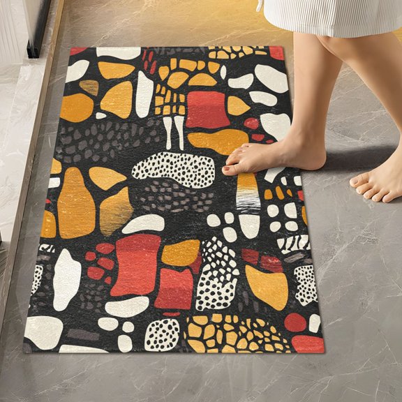 Ryvnso Leopard Pattern Bathroom Shaggy Rugs Toilet Rectangle Mat Soft Contour Rug 24"x16"