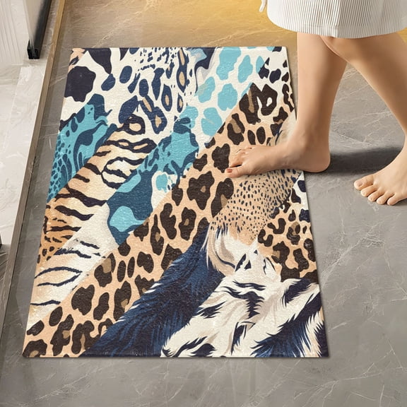 Ryvnso Leopard Print Bathroom Shaggy Rugs Toilet Rectangle Mat Soft Contour Rug 24"x16"