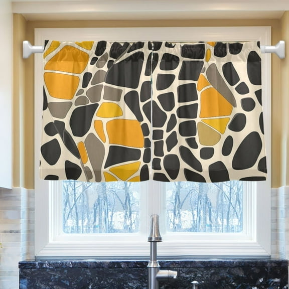 Ryvnso Leopard Print Half Curtains Sets Tier 2 Panels Short Curtain Rod Pocket 27"W x 24"L