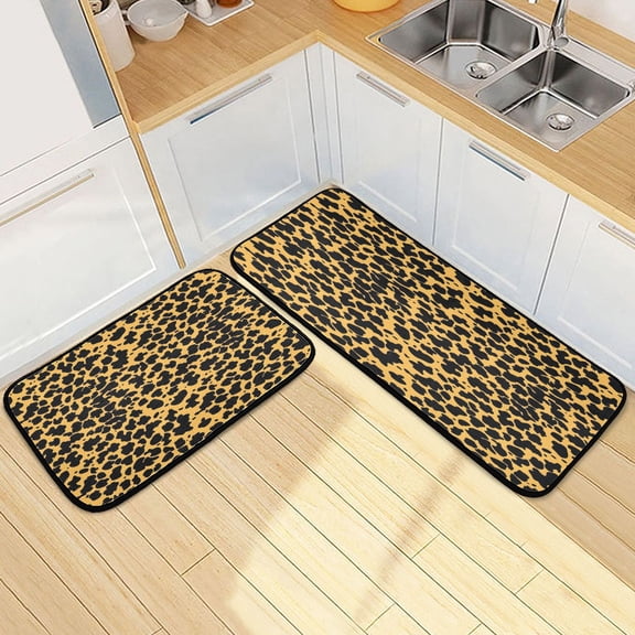 Ryvnso Leopard Print Kitchen Rugs Set Non Slip Runner Mats for Dining Room