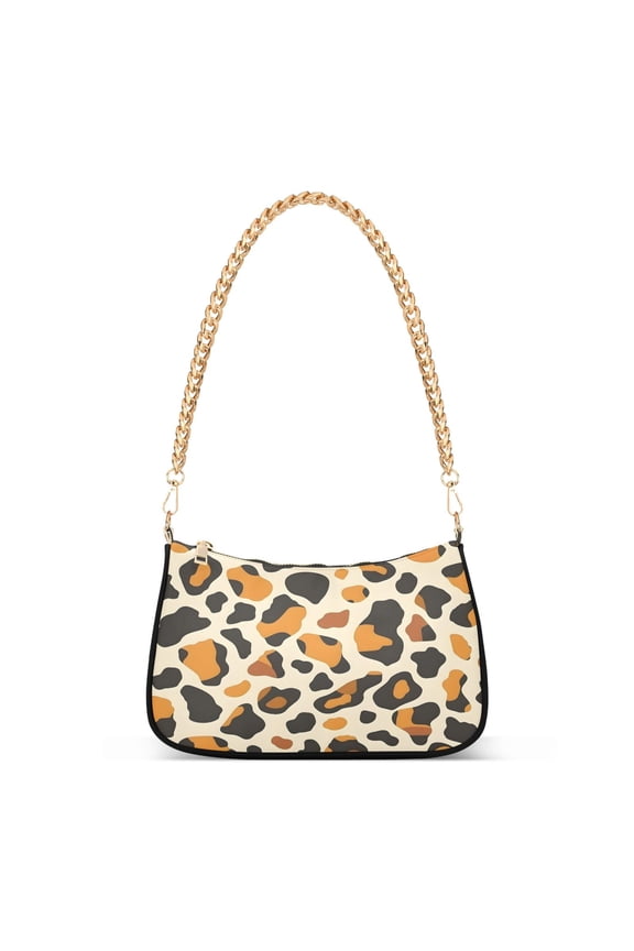 Leopard Print Womens Chain Shoulder Bag Tote Handbags Clutch Hobo Purse with Zipper for Travel