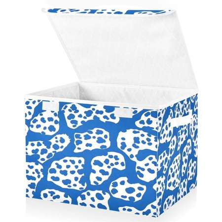 Ryvnso Leopard Print-a1 Large Lidded Foldable Storage Baskets Cubes Boxes Lids Bin for Home